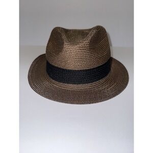 HBY Men Miami Fedora Hat Brown Black Woven Panama Style M Florida Head Resort